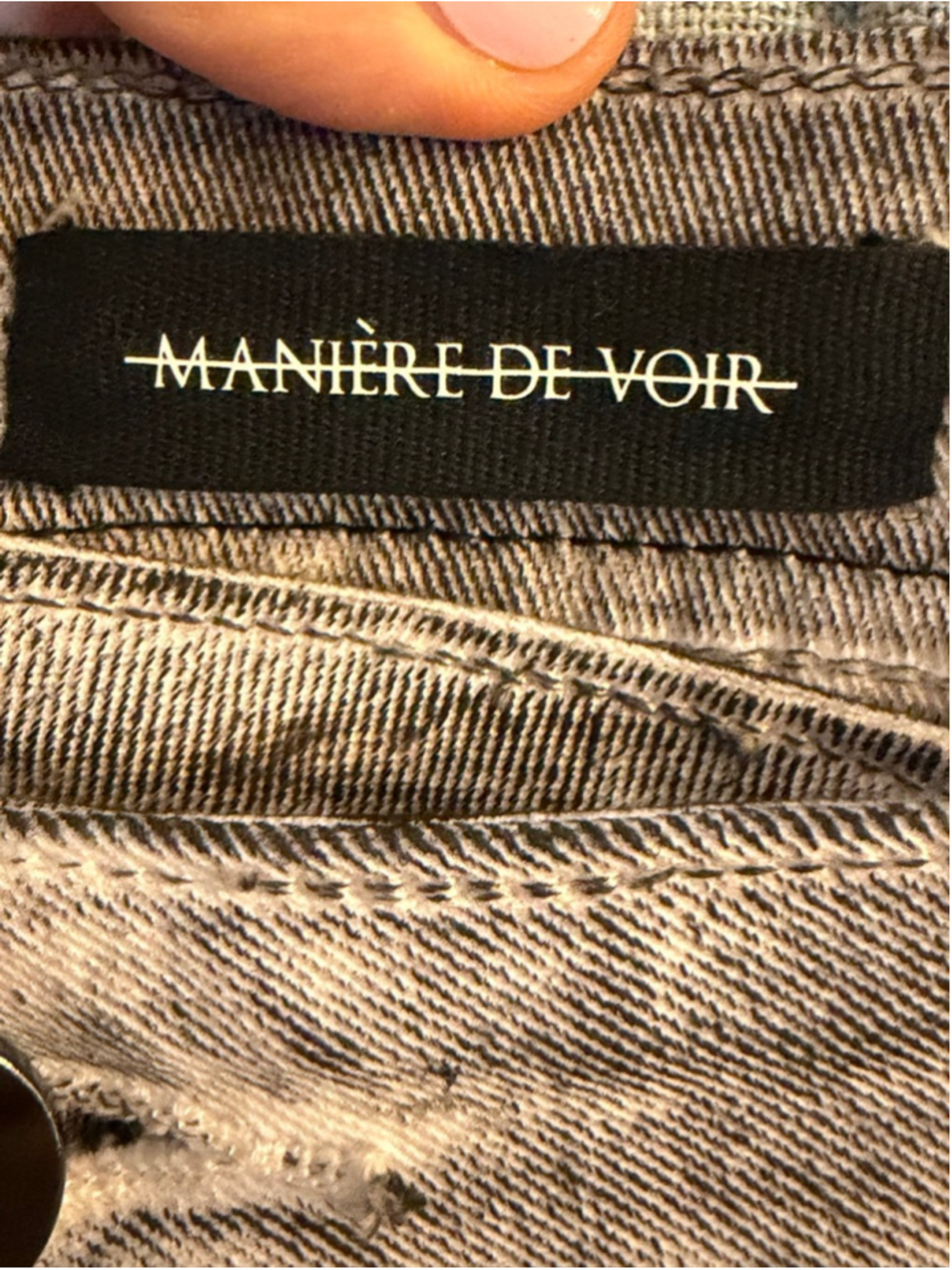Manière De Voir Oil Print Tacked Fit And Flare Jeans - White/Grey Sz 4 - Picture 7 of 9